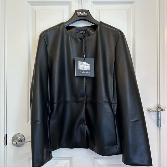 NWT New Season ‘S Max Mara ‘ Festoso' Faux Leather Jacket. Black: All Seasons. - Picture 11 of 16